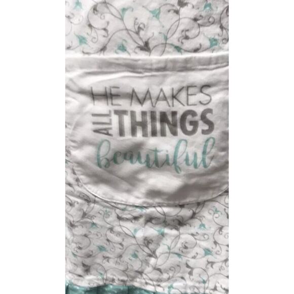 SP Womens Apron He Makes All Things BeautifulWhite Green Gray - Picture 8 of 8